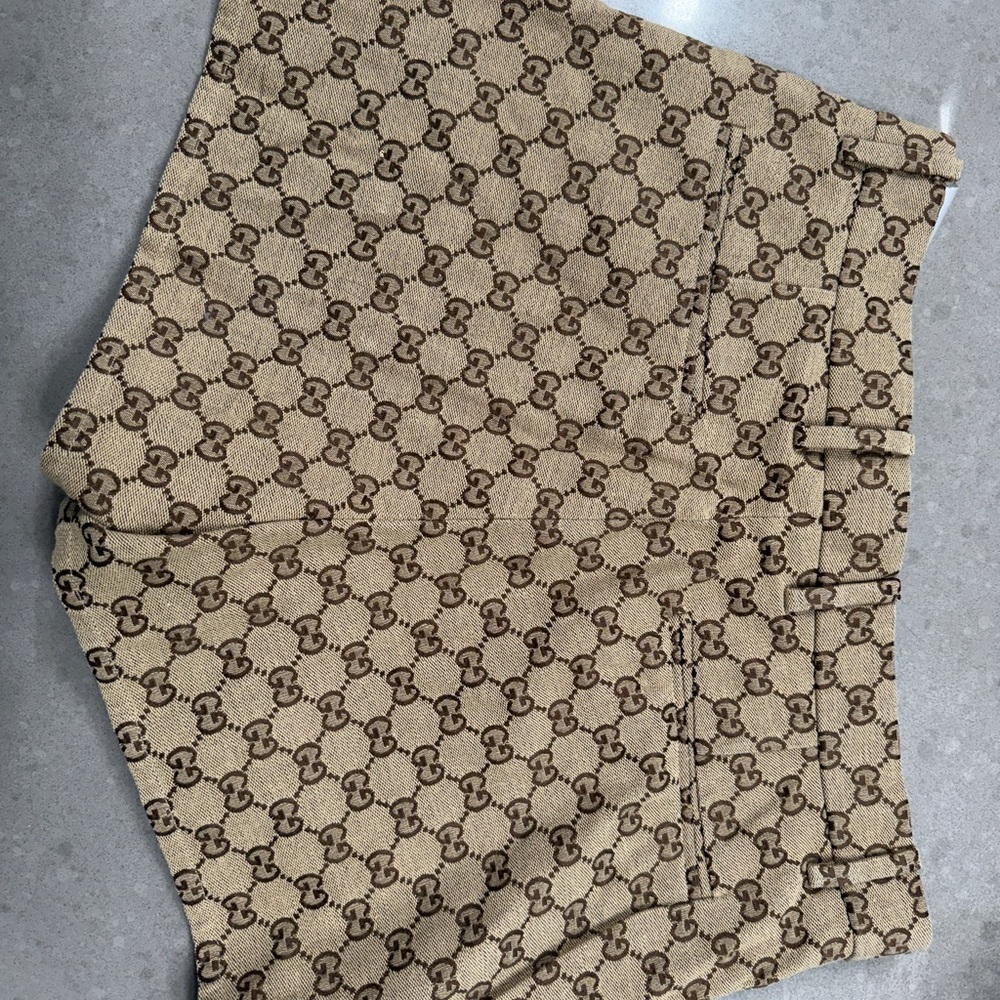Gucci Beige Brown Monogram High-Waist Shorts - Picture 7 of 7